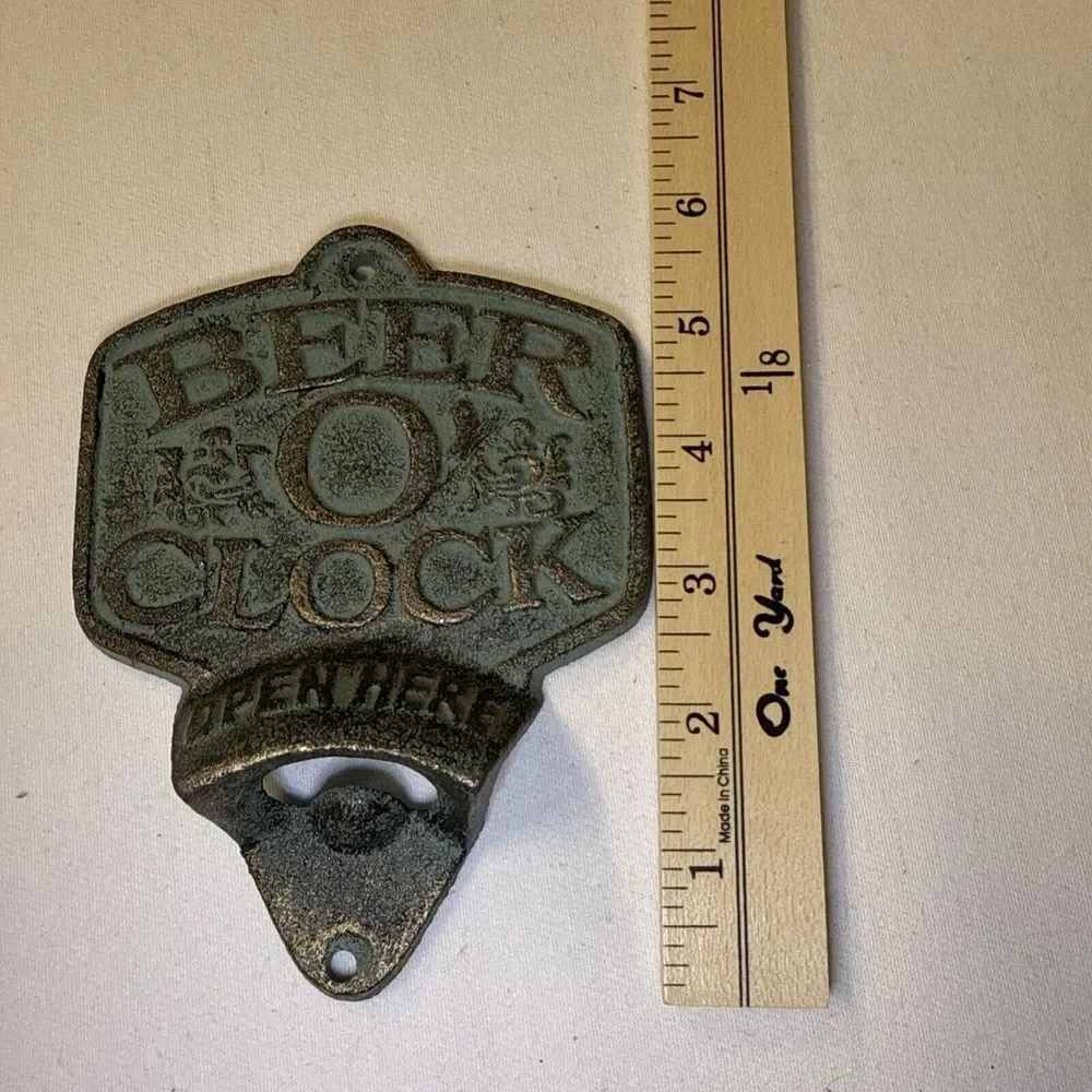 Cast Iron, Beer O'Clock, Wall Bottle Opener, Bar Decor, Man Cave,‎ Fun Gift